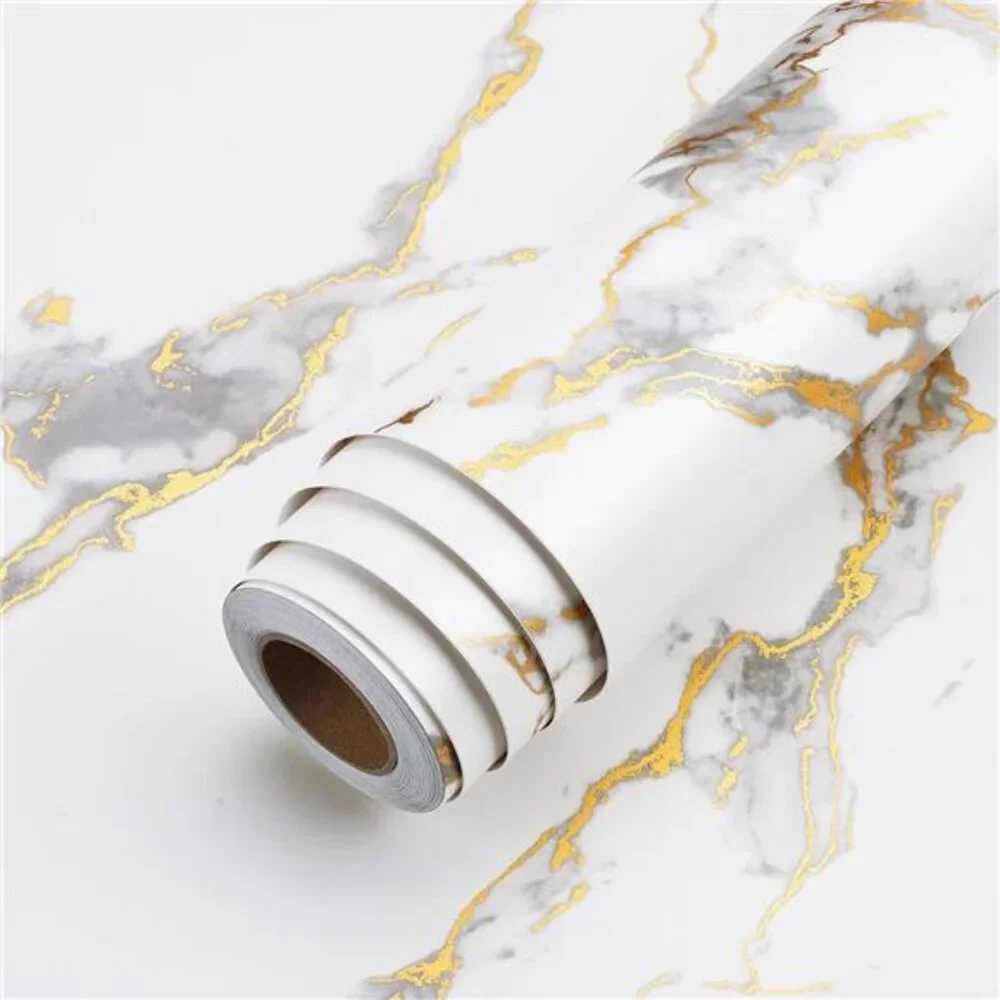 Wallpaper Thick White Marble Contact Paper Waterproof, 15.8